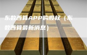 东数西算APP购股权（东数西算最新消息）