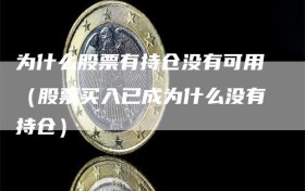 为什么股票有持仓没有可用（股票买入已成为什么没有持仓）